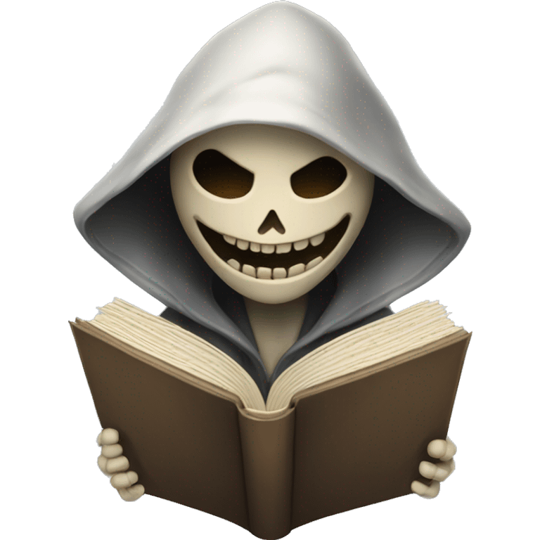 happy human reaper face with book emoji