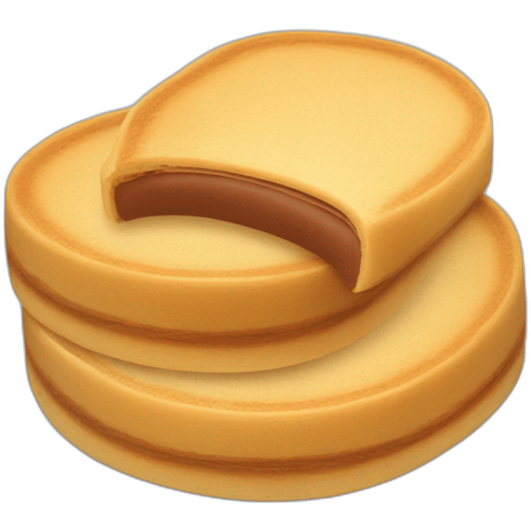 A cilindrical wafer filled with dulce de leche  emoji