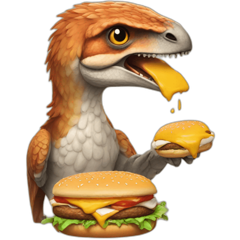 raptor eats burger emoji