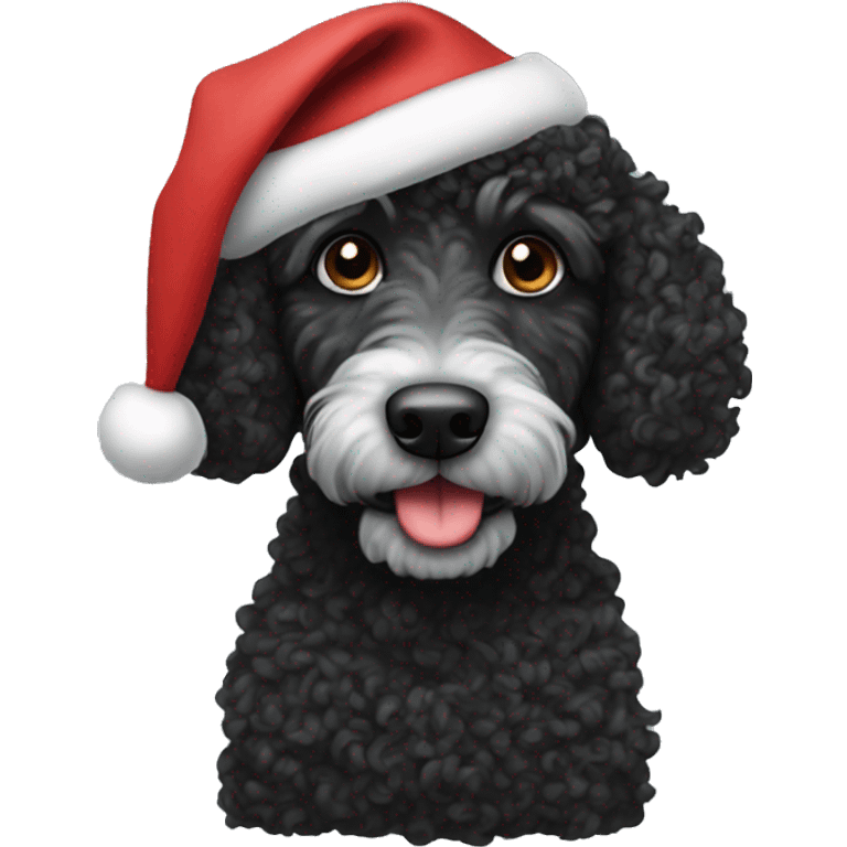 Black curly doodle with Santa hat emoji