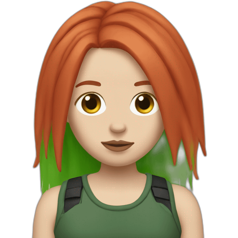 billie eilish with red hair and green roots emoji