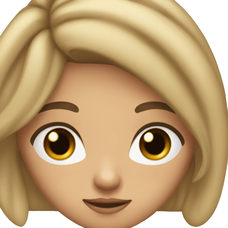 Girl with tan kin and has brown eyes with brown blondish hair and bushy eyebrows emoji