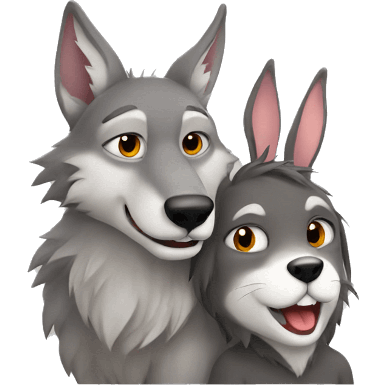 Wolf and rabbit in love  emoji