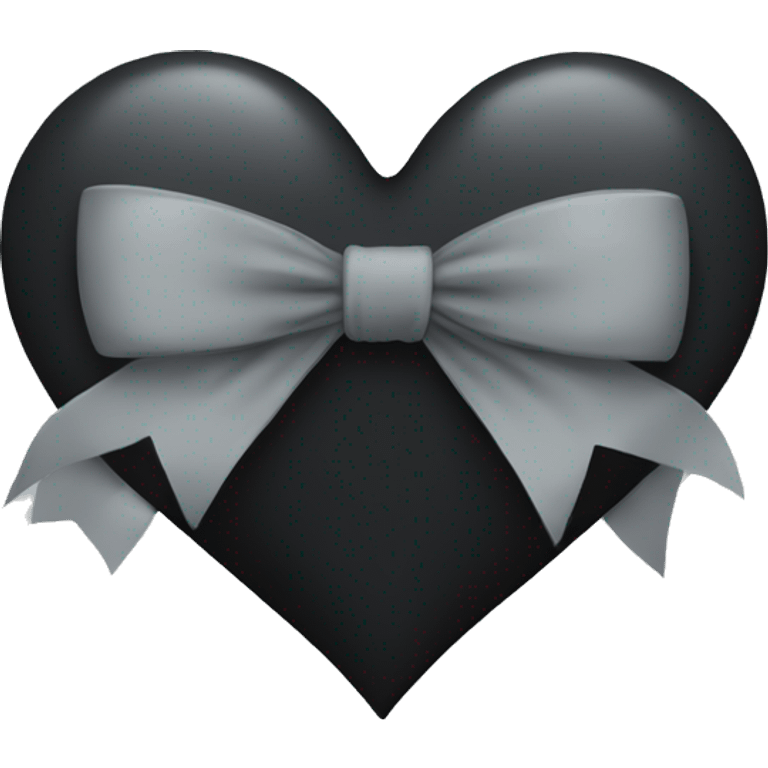 Black heart with grey bow emoji