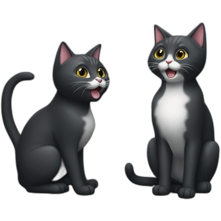 gato negro y gato gris jugando emoji