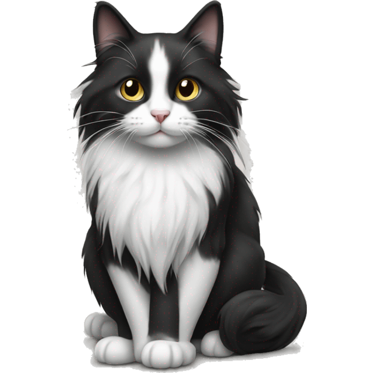 black and white cat long haired emoji