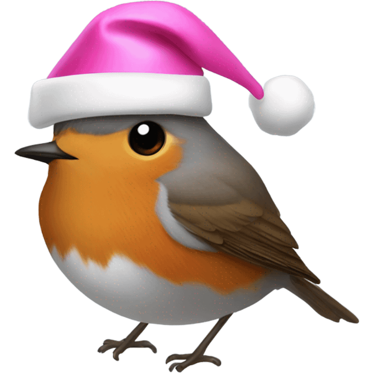 robin wearing pink santa hat emoji