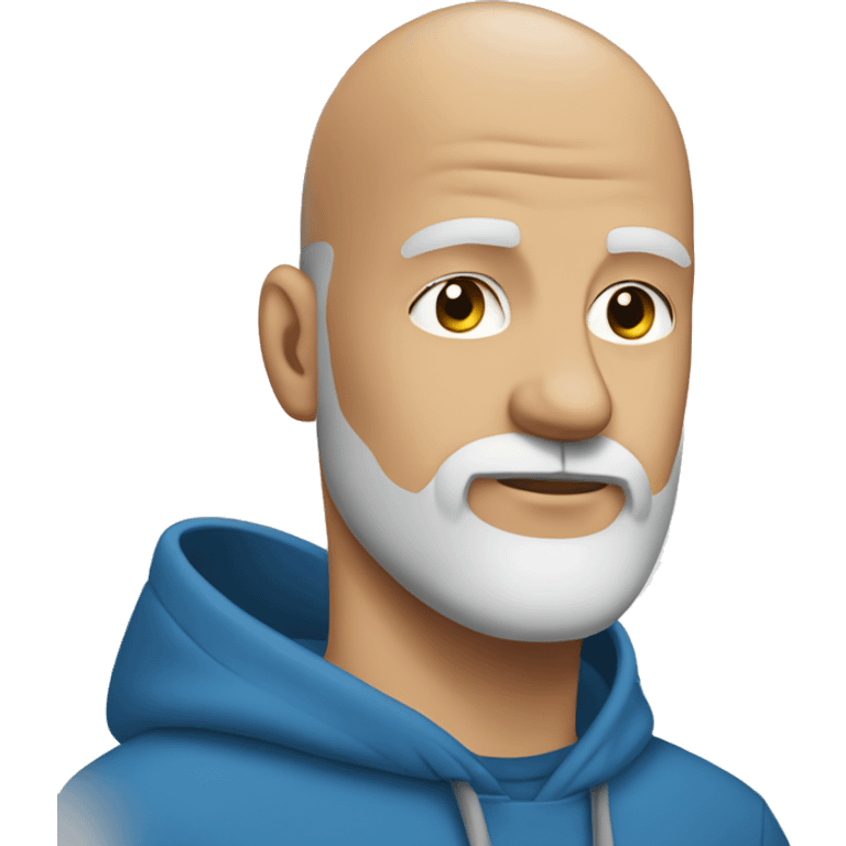 bald man in Blue hoodie 2 days  white beard emoji