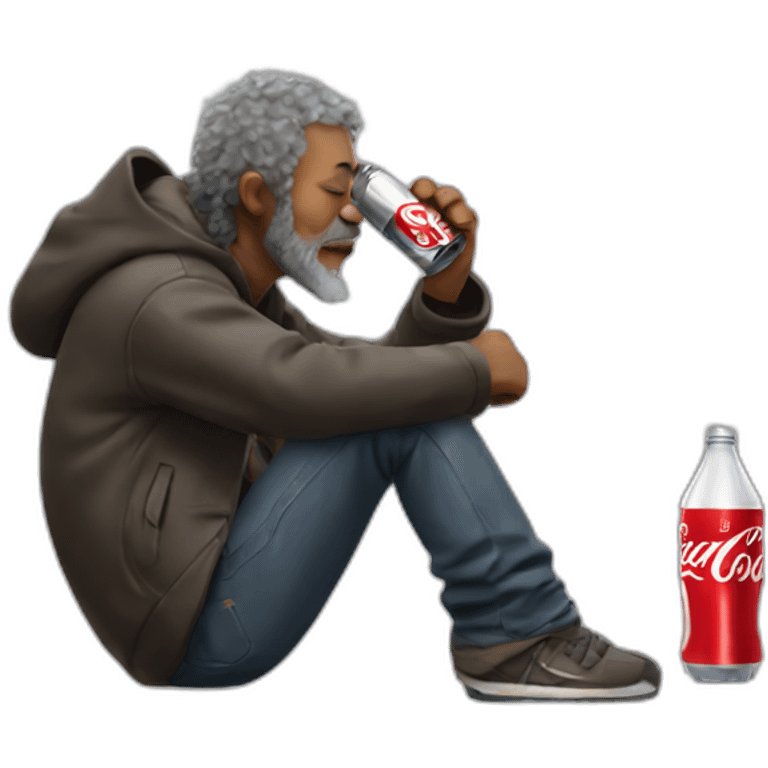 homeless Man drinking diet coke emoji