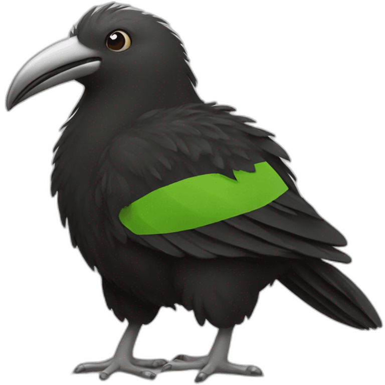 kiwi bird with black rugby jersey emoji