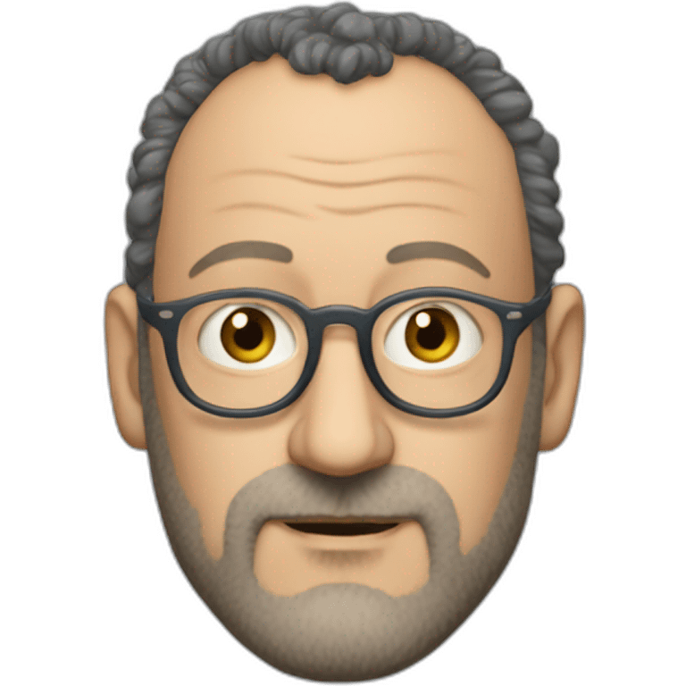 Jean reno avec des cheveux longs frisés et sans lunette emoji