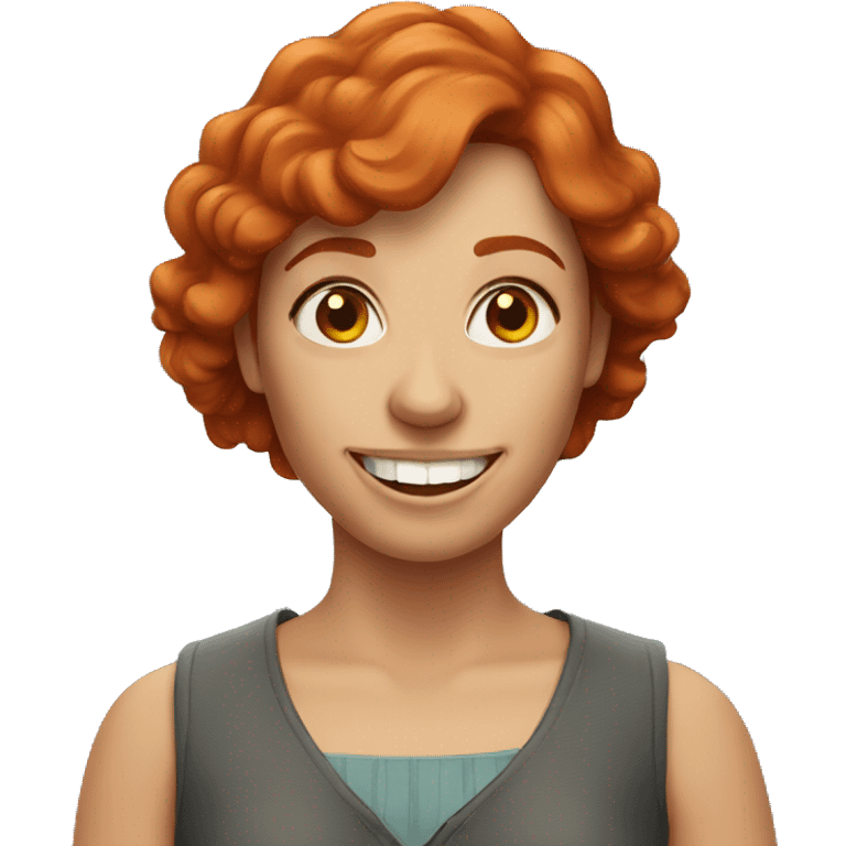 Happy, red headed woman emoji