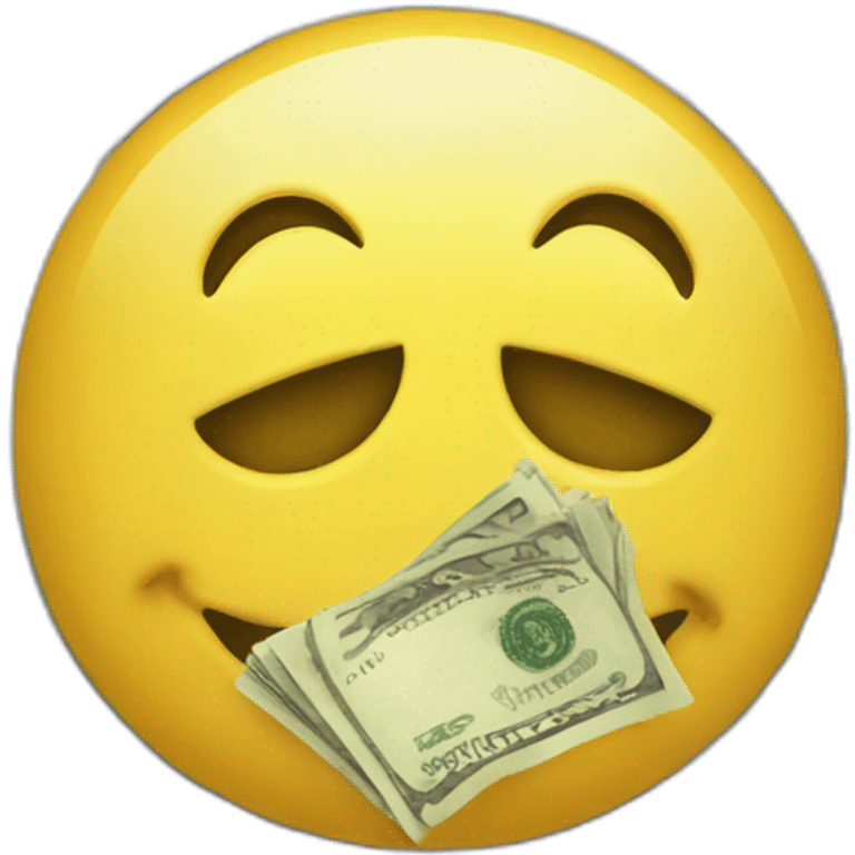 A smiley face eating dollar bills emoji