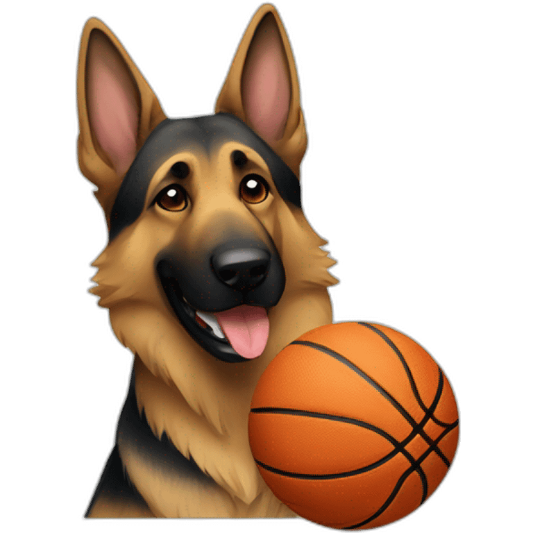 German shepherd playing basketball  emoji