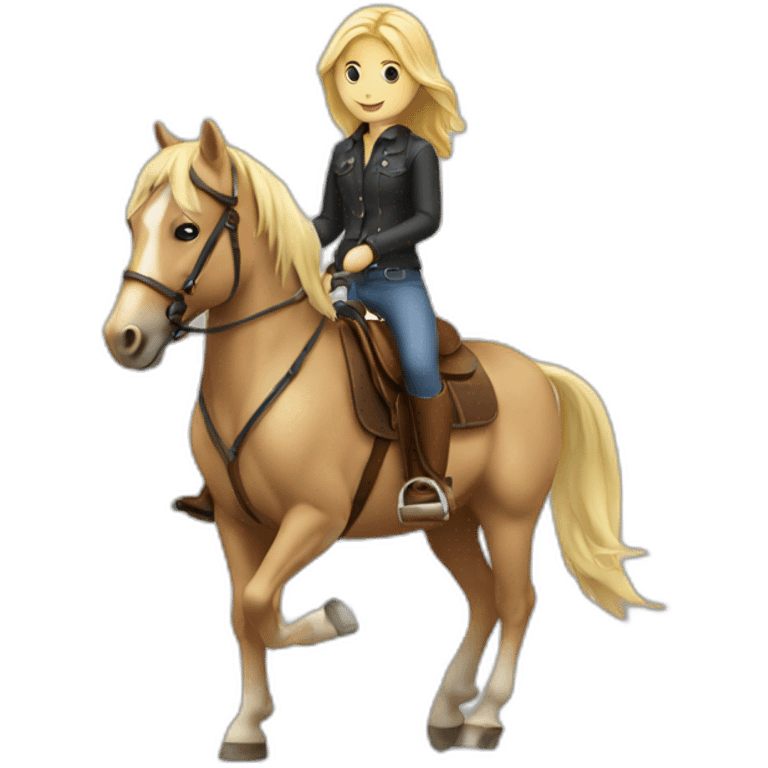 shoulder length blonde girl riding a horse full body emoji