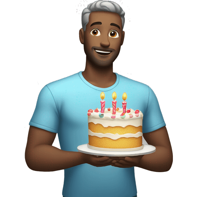 White man with birthday cake emoji