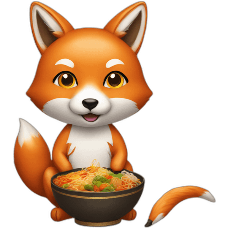 Fox with Asian food emoji