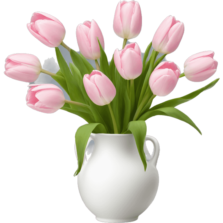 Light pink tulips in white vase emoji