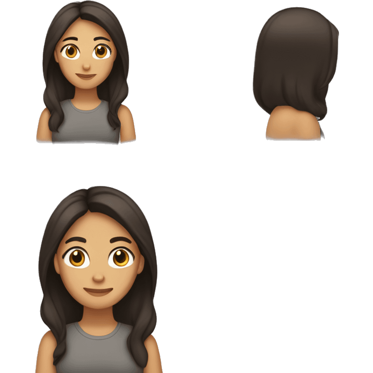 woman tan skin long dark brown hair, dark brown eyes, t-shirt emoji