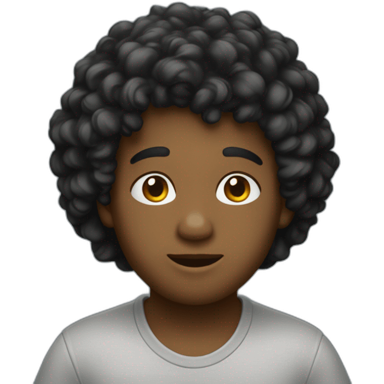 Garçon cheveux bouclé noir emoji