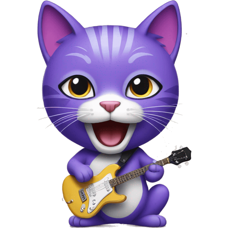 purple cat singing, cat in Elvis presley costume emoji