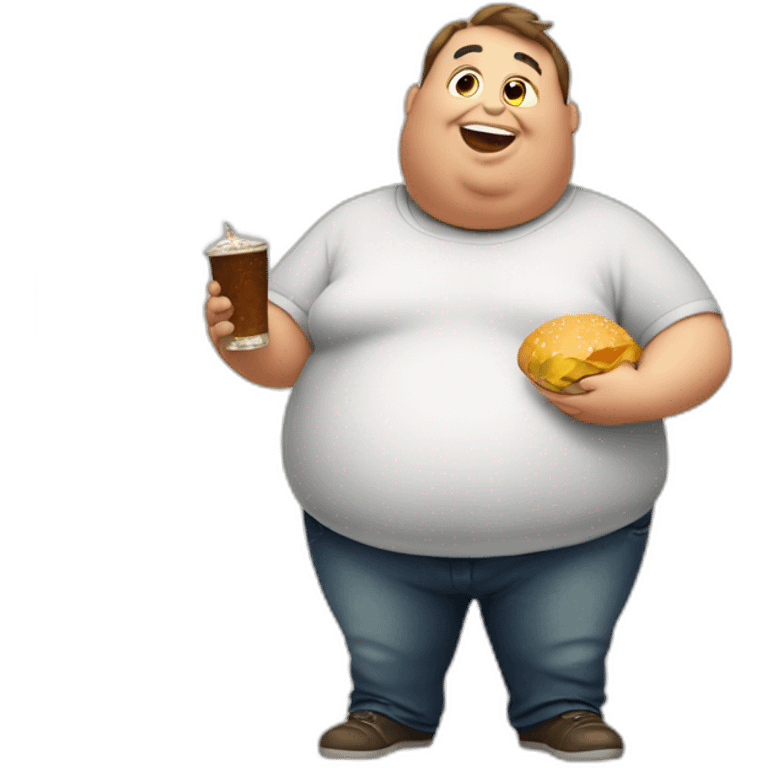 fat guy with big belly eating emoji