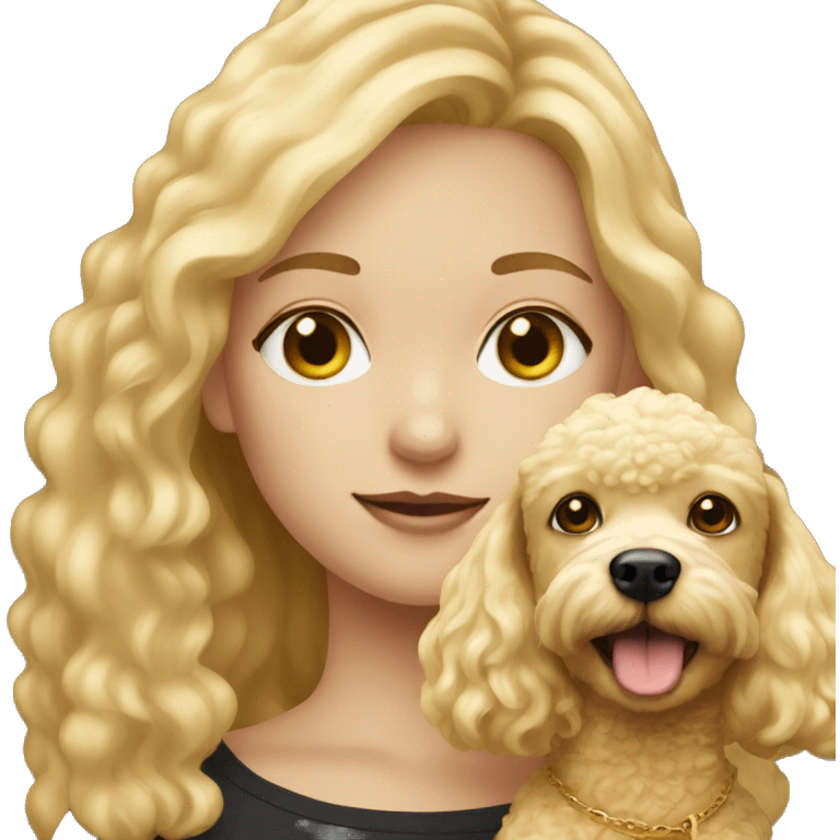 blonde girl and her golden poodle  emoji