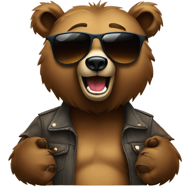 cool grizzly bear with sunglasses hanging loose  emoji