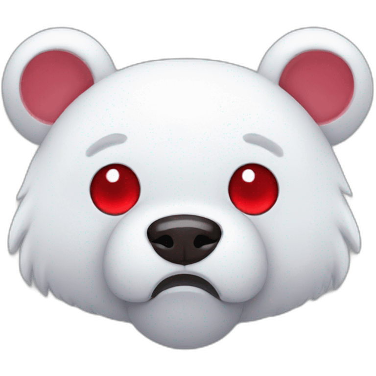 White Gloomy bear with red eyes emoji