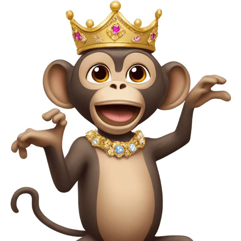 Monkey wearing a tiara dancing emoji