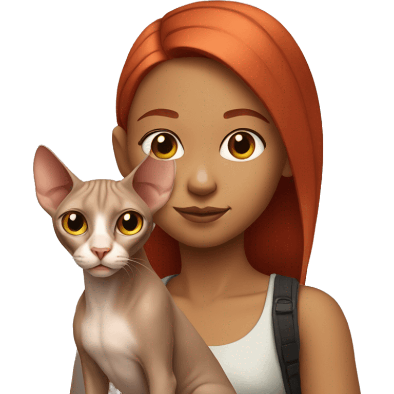 Red-haired girl with a sphinx cat emoji