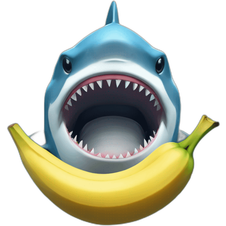 un requin qui mange un banane emoji