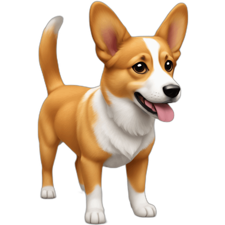 Black nose but full Orange furr and corgi East european village dog mix puppy with small leggs with ears down like a jack russel emoji