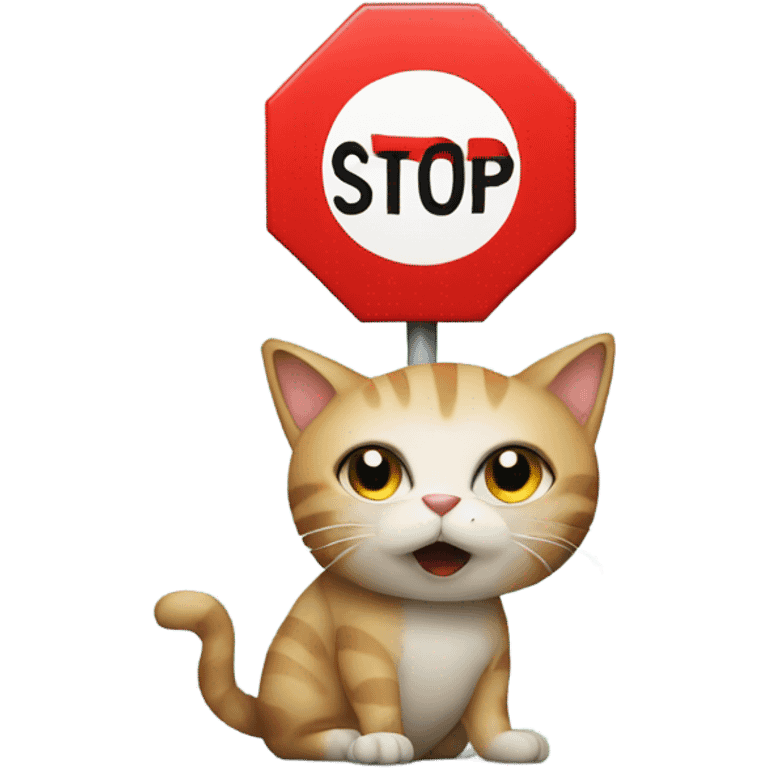 Cat with a stop sign emoji