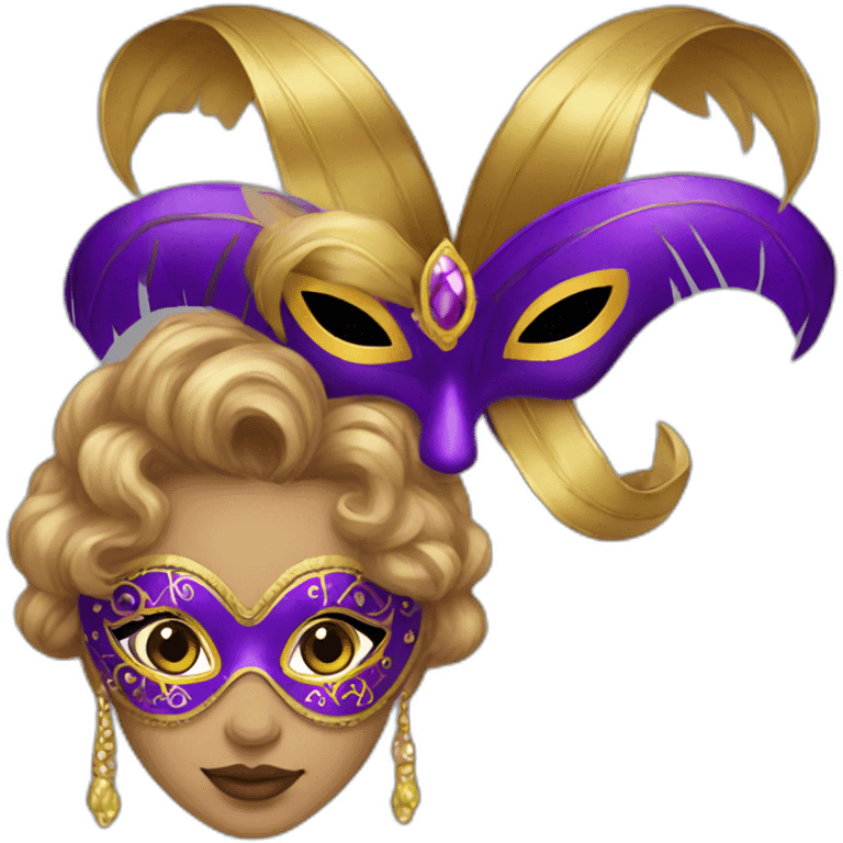 girl mardi gras mask neutral skin emoji