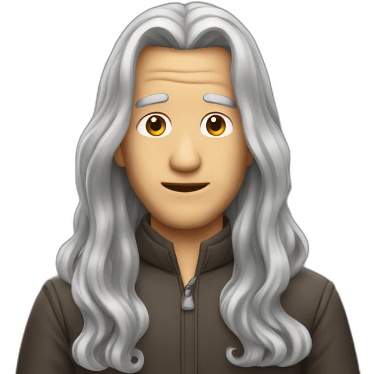 Men long grey hair emoji