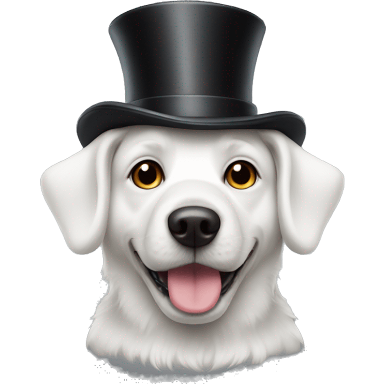 White dog with top hat emoji