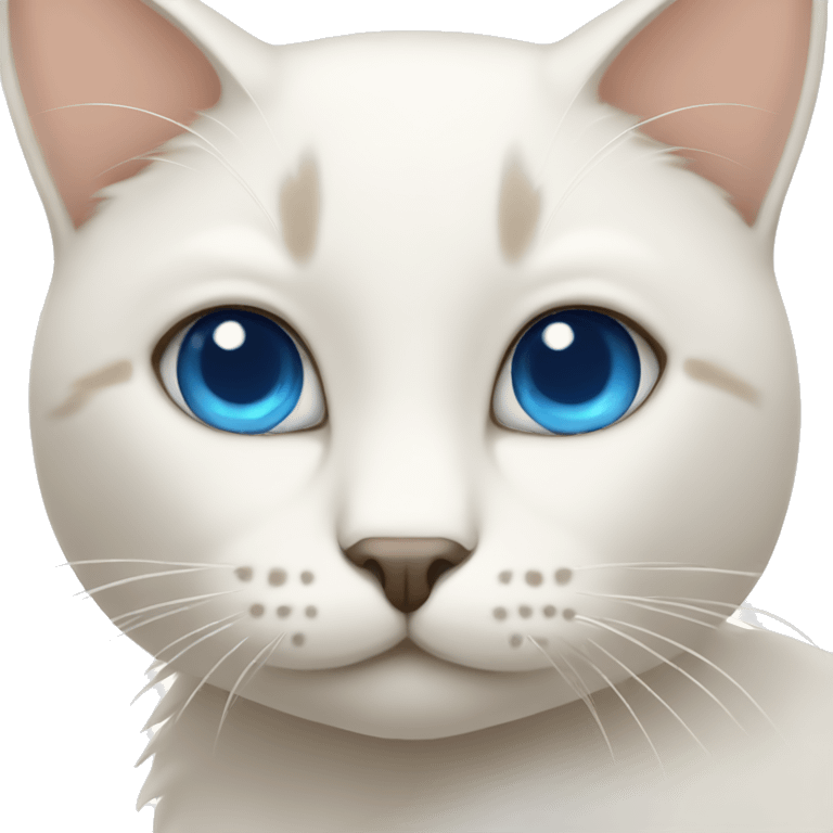 white beige cat with blue eyes  emoji