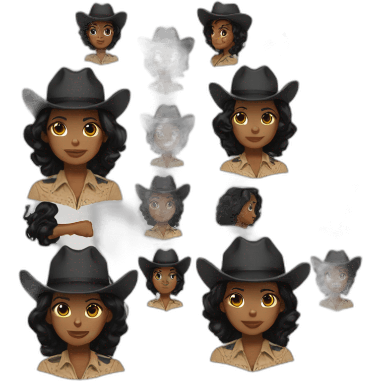 cowgirl straight black hair emoji