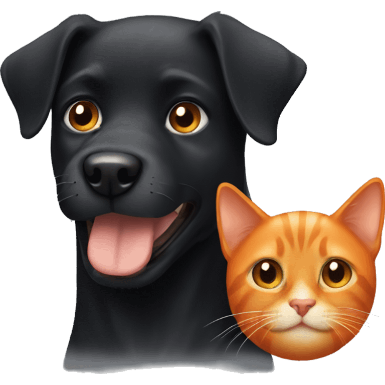 black dog and orange cat emoji