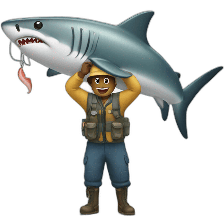 fishermen catching a shark emoji