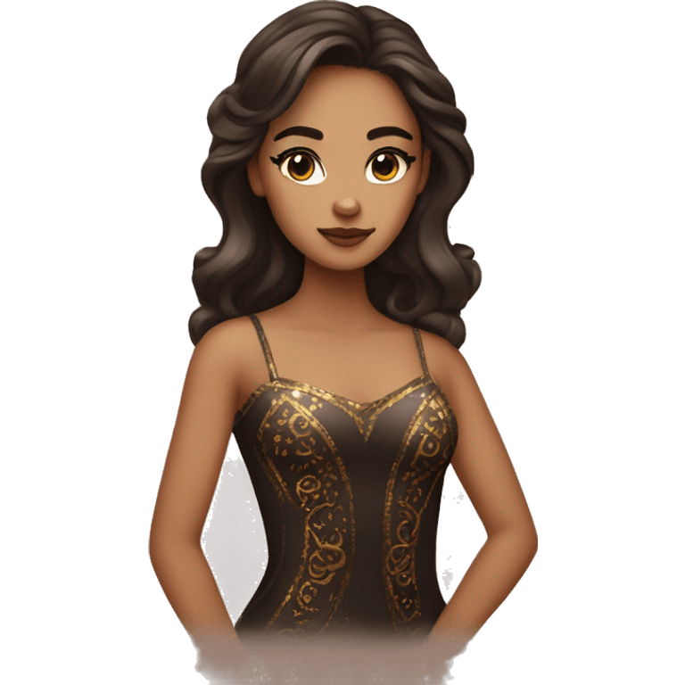 Create the zodiac sign leo as a brunette girl with elaborate makeup and dress that matches the zodiac sign  emoji