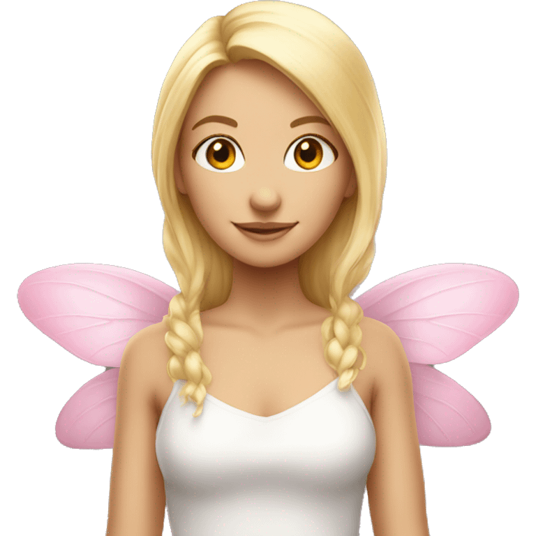 Blonde girl, fairy pink wings emoji