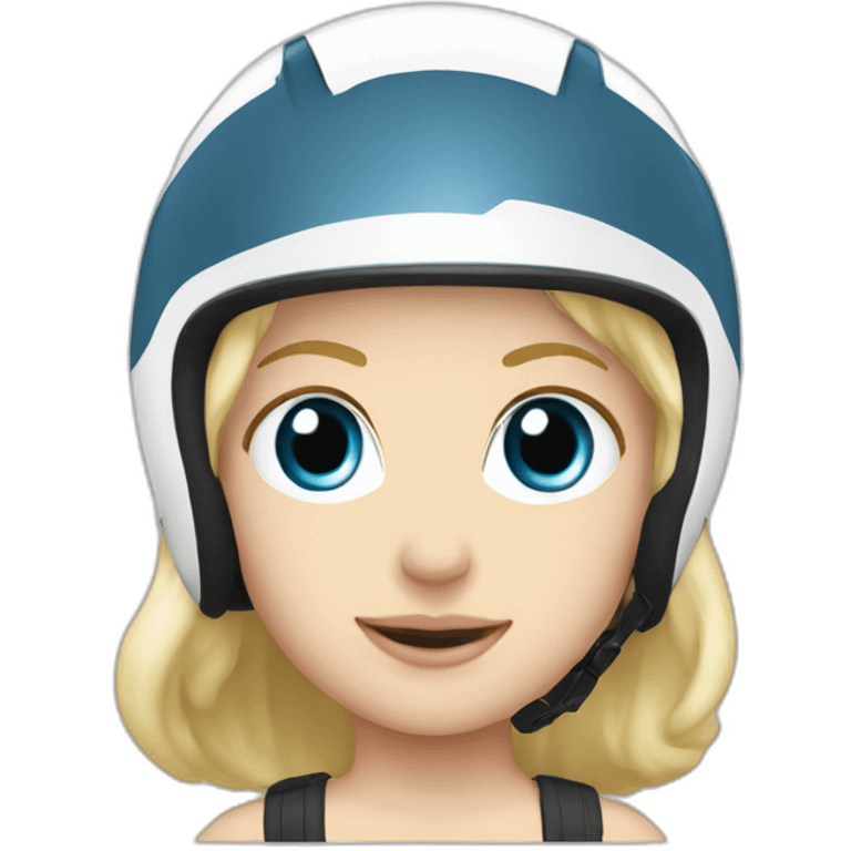 Cute blonde blue eyes white bike helmet emoji