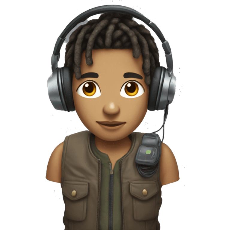 Lightskin Boy With Dreads with headset on head and cotroller in hand emoji