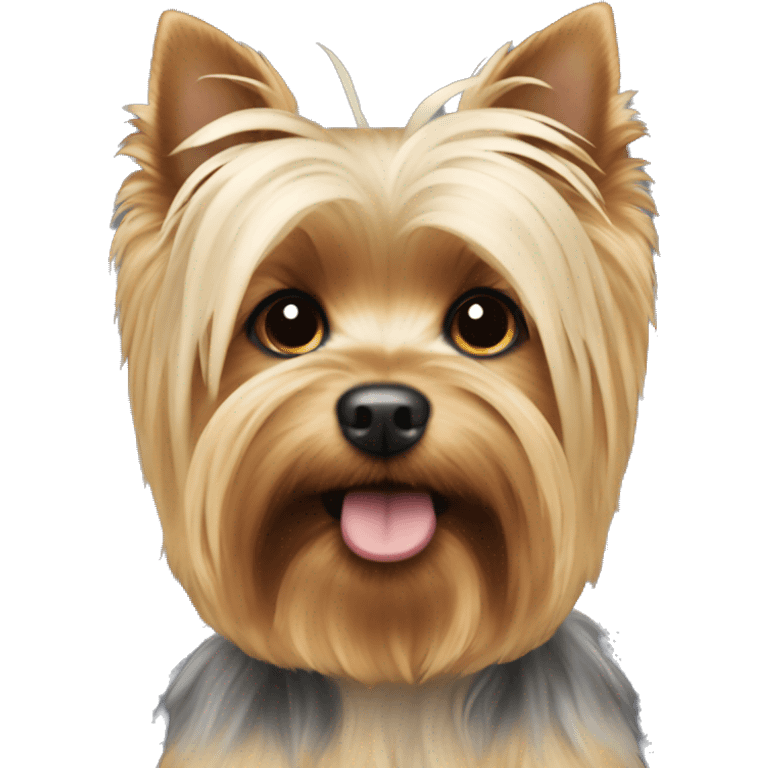 Fluffy blonde yorkie with no ears emoji