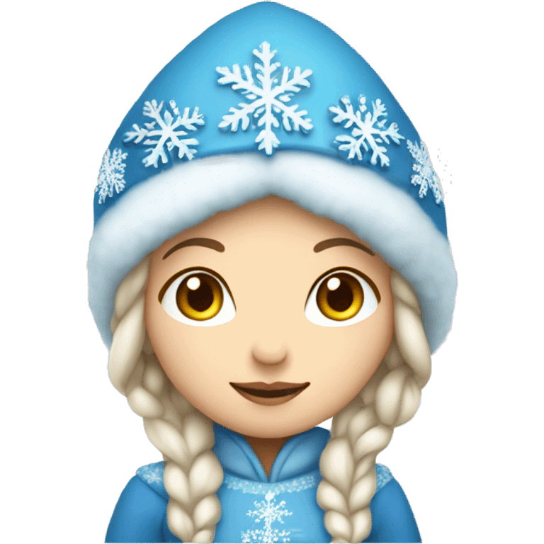 Snow Maiden girl in a blue dress lush warm and kokoshnik emoji