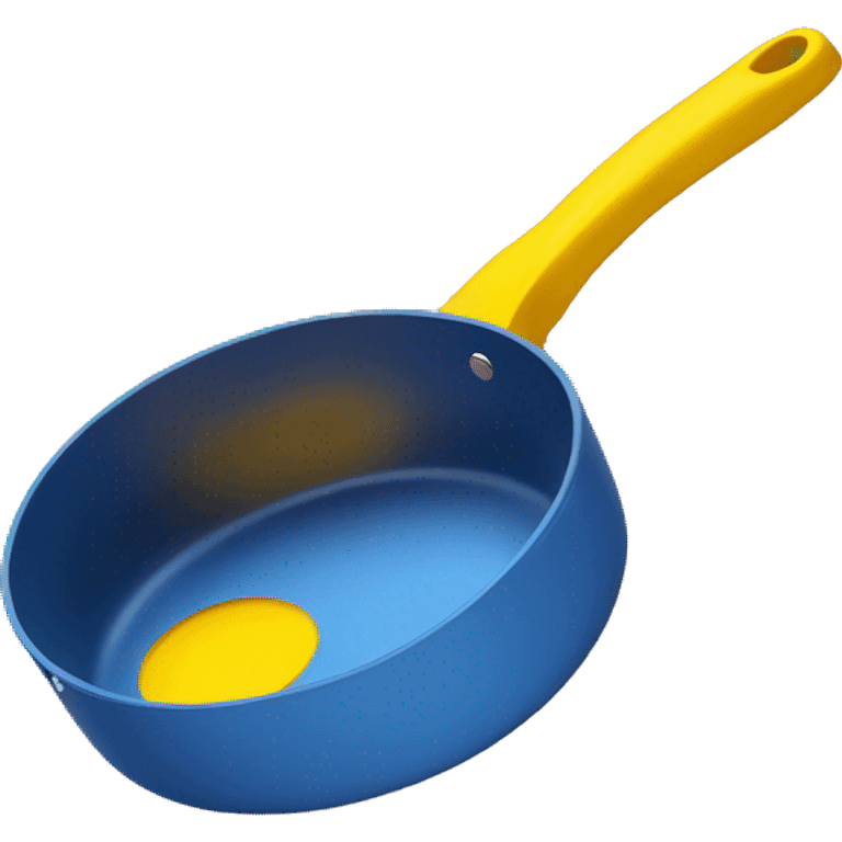 blue, yellow, and pink frying pan with one handle emoji