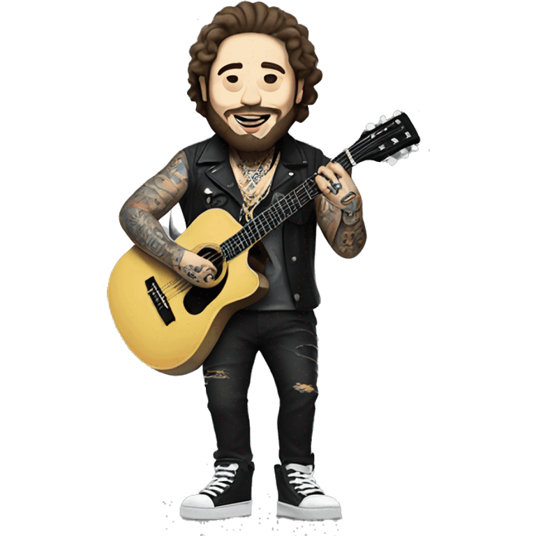 post malone full body with his tattoos and playing a guitar emoji