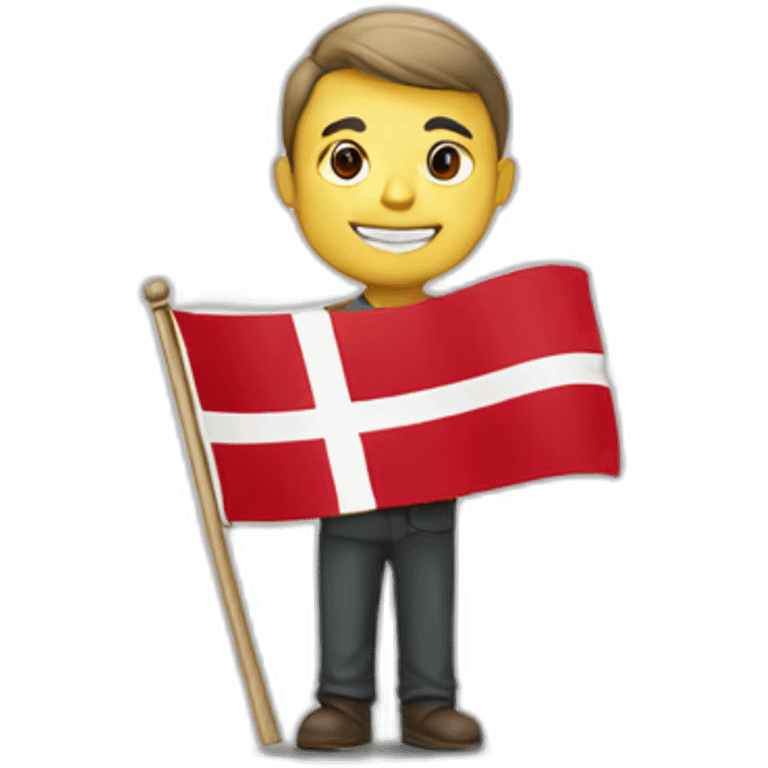 a man holding the danish flag emoji